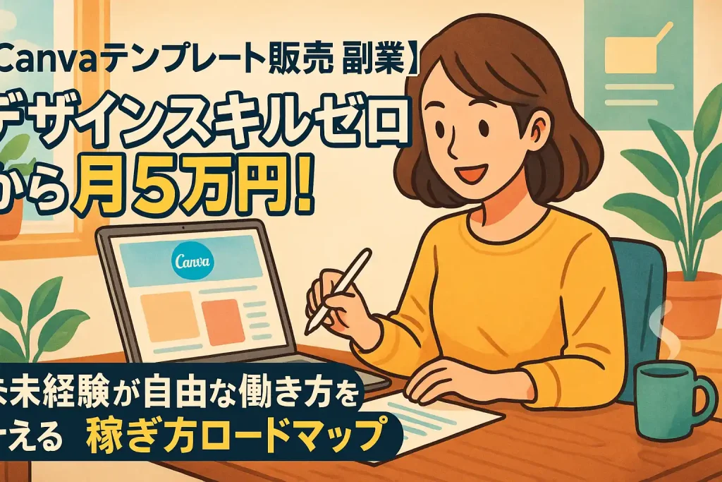 【Canvaテンプレート販売 副業】デザインスキルゼロから月5万円!未経験が自由な働き方を叶える稼ぎ方ロードマップ