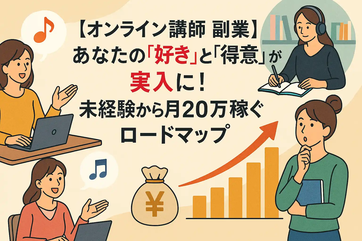 【オンライン講師 副業】あなたの「好き」と「得意」が収入に！未経験から月20万稼ぐロードマップ